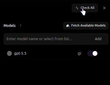 Check All button for testing provider and gateway health