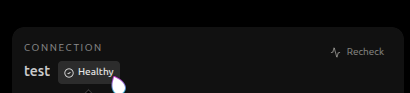 Connection card showing a healthy gateway status after a successful check