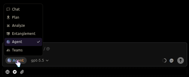 Mode selector menu