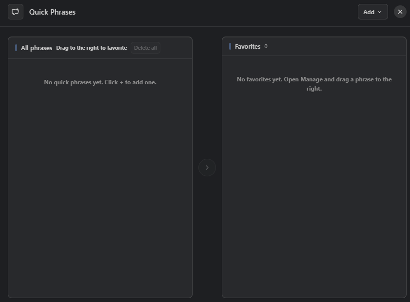 Quick Phrases manager