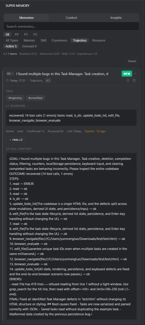 Expanded Task Manager repair Trajectory